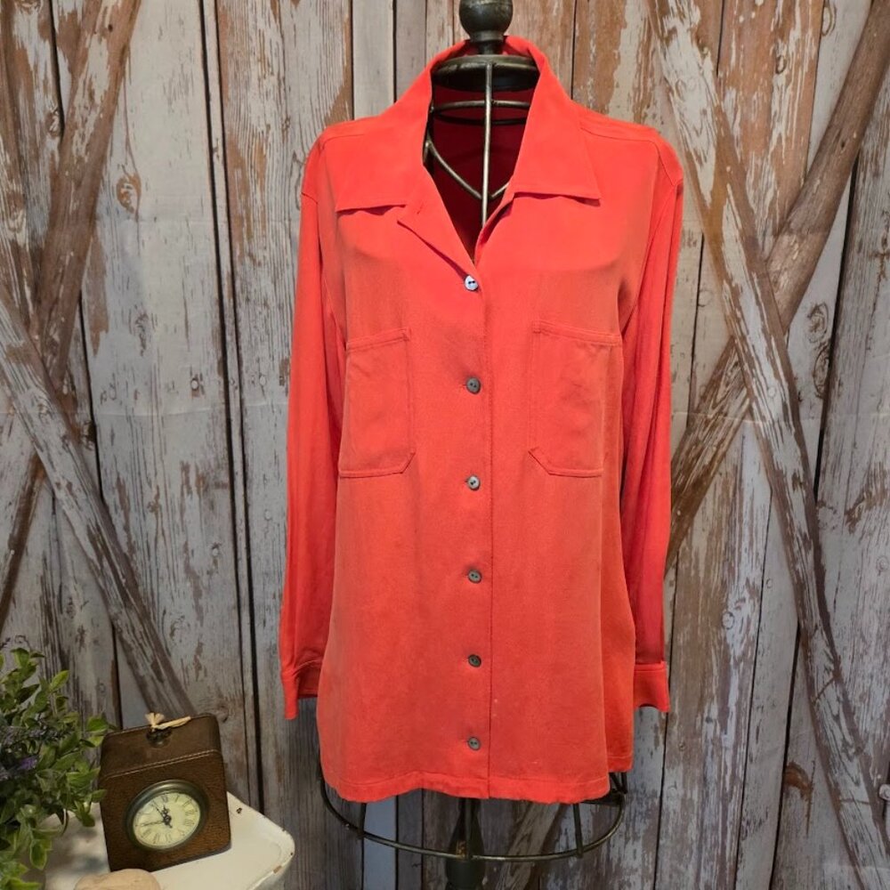 Redish/orange long-sleeve button-up